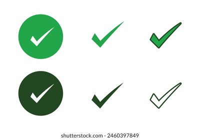 Kollektion von Symbolen in verschiedenen flachen Vektorillustrationen überprüfen