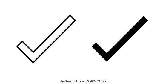 Check icons pack vectors in black flat and strokes