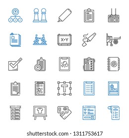 check icons set. Collection of check with shopping list, wishlist, debit card, board, list, stamp, clipboard, text formatting, checklist, agenda. Editable and scalable check icons.