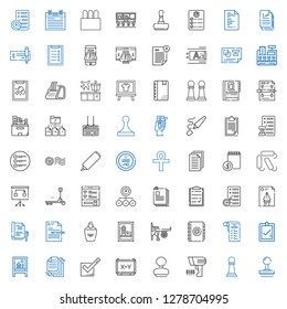 check icons set. Collection of check with stamp, pawn, scanning, rubber stamp, board, tick, files, correct, shopping list, agenda, engine, highlighter. Editable and scalable check icons.