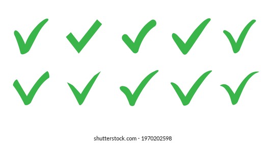 Check icons set in modern simple flat design. 