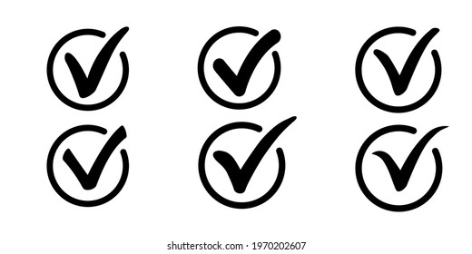 Check icons set in modern simple flat design. 