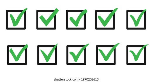 Check icons set in modern simple flat design. 