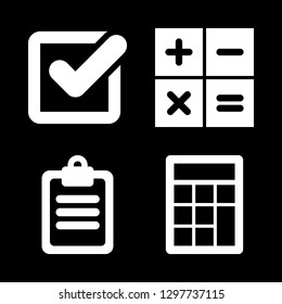 check icons set with notes symbol of clipboard, calculator and checked box vector set