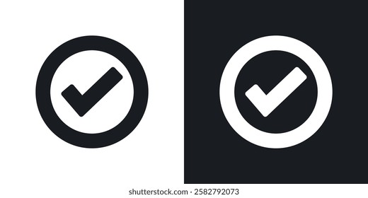Check icons set vectors black and colored style