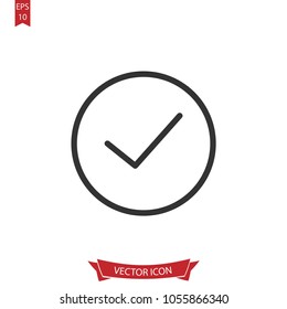 Check icon.Success liner vector. Check mark sign isolated on white background.Simple liner illustration for web and mobile platforms.