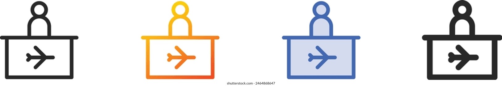 check in icon.Thin Linear, Gradient, Blue Stroke and bold Style Design Isolated On White Background