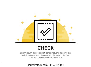 CHECK AND ILLUSTRATION ICON CONCEPT