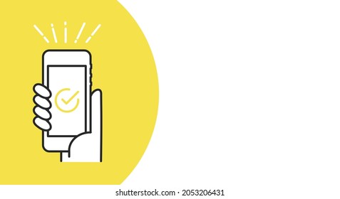 Check image in smart phone,copy space,vector illustration
