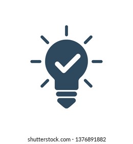 Check innovative idea icon. Creative idea sign