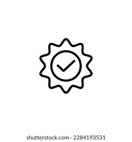 Check inside of Award Ribbon Isolated Line Icon. Editable stroke. It can be used for websites, stores, banners, fliers.