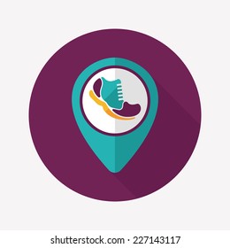 check into place when running flat icon with long shadow, eps10