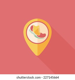 check into place when running flat icon with long shadow, eps10