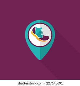 check into place when running flat icon with long shadow, eps10