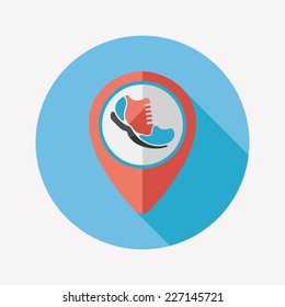 check into place when running flat icon with long shadow, eps10