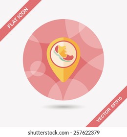 check into place when running flat icon with long shadow, eps10