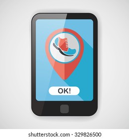 check into place when running flat icon with long shadow, eps10