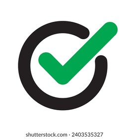 Check isolated green vector icon. Concept illustration of success receiving approval. eps 10