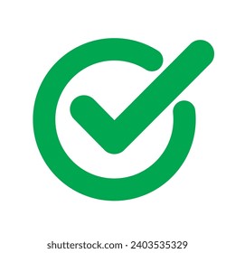 Check isolated green vector icon. Concept illustration of success receiving approval. eps 10
