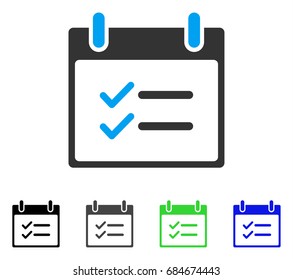 Check Items Calendar Day flat vector illustration. Colored check items calendar day gray, black, blue, green pictogram variants. Flat icon style for web design.