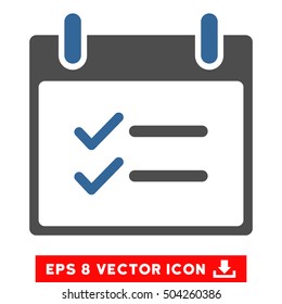 Check Items Calendar Day icon. Vector EPS illustration style is flat iconic bicolor symbol, cobalt and gray colors.