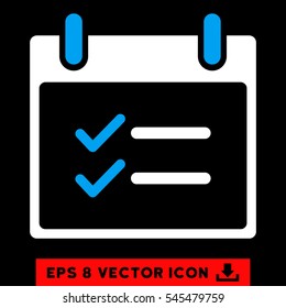 Check Items Calendar Day icon. Vector EPS illustration style is flat iconic bicolor symbol, blue and white colors.