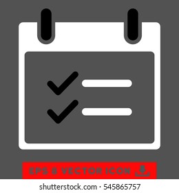 Check Items Calendar Day icon. Vector EPS illustration style is flat iconic bicolor symbol, black and white colors.
