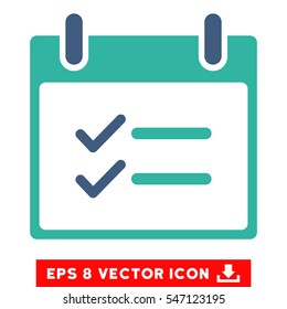 Check Items Calendar Day icon. Vector EPS illustration style is flat iconic bicolor symbol, cobalt and cyan colors.