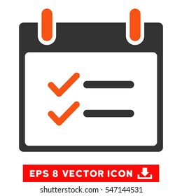 Check Items Calendar Day icon. Vector EPS illustration style is flat iconic bicolor symbol, orange and gray colors.