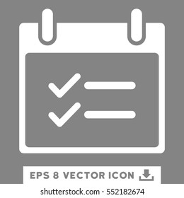 Check Items Calendar Day icon. Vector EPS illustration style is flat iconic symbol, white color.