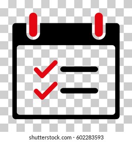 Check Items Calendar Day icon. Vector illustration style is flat iconic bicolor symbol, intensive red and black colors, transparent background. Designed for web and software interfaces.