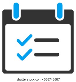 Check Items Calendar Day vector toolbar icon. Style is bicolor flat icon symbol, blue and gray colors, white background.
