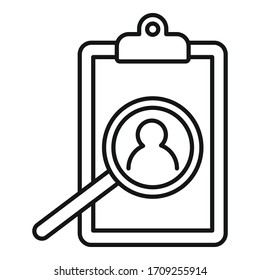 Check job cv clipboard icon. Outline check job cv clipboard vector icon for web design isolated on white background