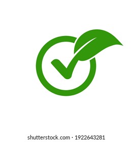 Check leaf logo vegetarian quality ecology vegan green eco element organic symbol