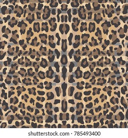 Check leopard fashion seamless pattern for animal trandy textile prints, wallpaper, wrapping with fabric imitation. Beige pastel romantic background.