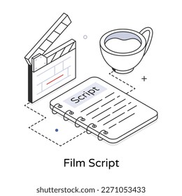 Check a line 3d icon of film script 