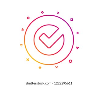 Check line icon. Approved Tick sign. Confirm, Done or Accept symbol. Gradient pattern line button. Verify icon design. Geometric shapes. Vector