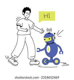 Check line illustration of robot talk 