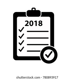 check list 2018 icon black and white