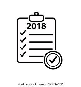 check list 2018 icon line art

