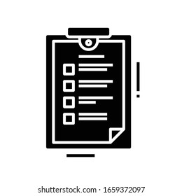 Check list black icon, concept illustration, vector flat symbol, glyph sign.