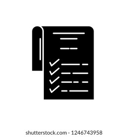 Check list black icon, vector sign on isolated background. Check list concept symbol, illustration 