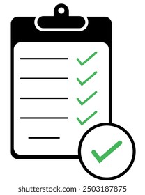 Check list black strock icon. Vector illustration isolated on white background,