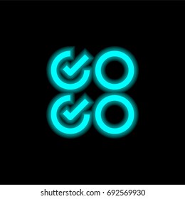 Check list blue glowing neon ui ux icon. Glowing sign logo vector