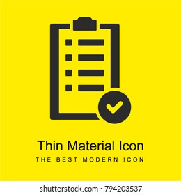 Check List bright yellow material minimal icon or logo design