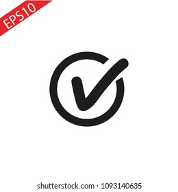 Check list button icon. Check mark in round sign.