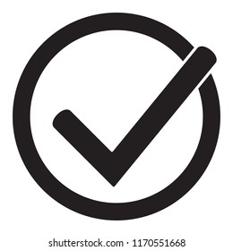 Check list button icon. Check mark icon in round sign.