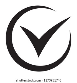 Check list button icon. Check mark icon in round sign.