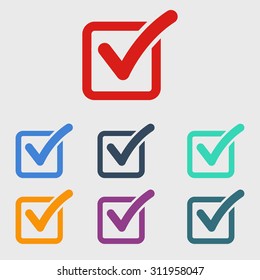 Check list button icon. Check mark in box sign.