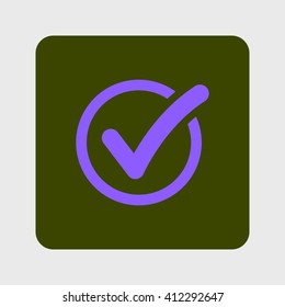 Check list button icon. Check mark in round sign.